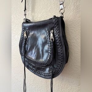Rebecca Minkoff Vanity Saddle Black leather crossbody